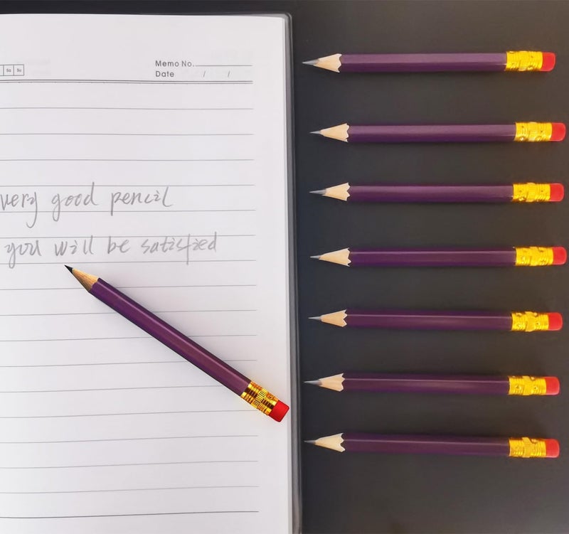 Adhere 25pcs Golf Pencils with eraser Hexagon Wooden Pencils Graphite 2B for Golf Event Scoring,Classroom,Wedding,Company Meetings,Pew, Pocket(Purple) - Image 4
